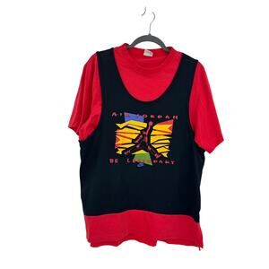 Vintage 90s Nike Air Jordan Be Legendary Layered Tank Over T-Shirt Red Black